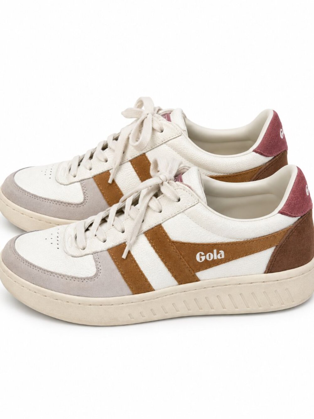 Gola Grandslam Trident Sneakers White Brown Dusty Rose Size 8